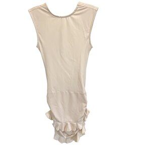 NEW Commense Backless Cap Sleeve Ruffle Mini Dress Apricot Y2K Minimalist Sz XS